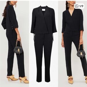 Ba&sh Chiara black lace up side jumpsuit.